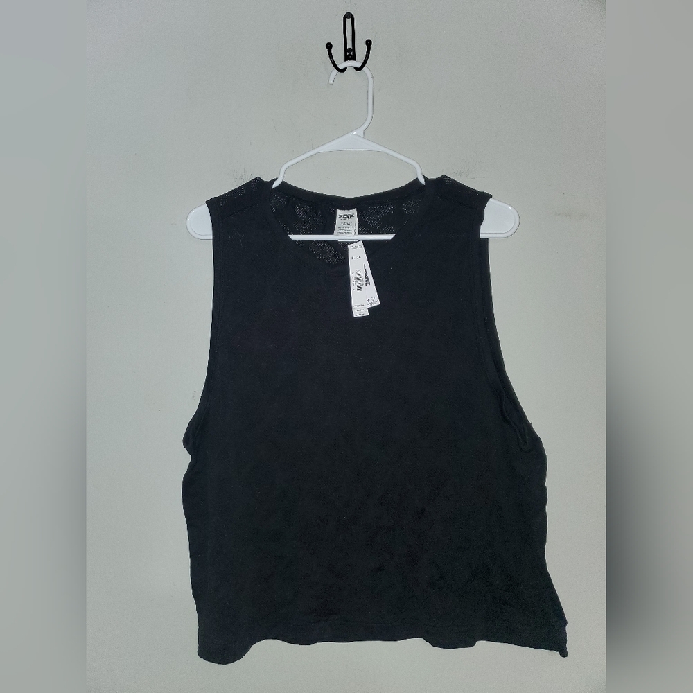 PINK Victoria's Secret Black Mesh Tank Top